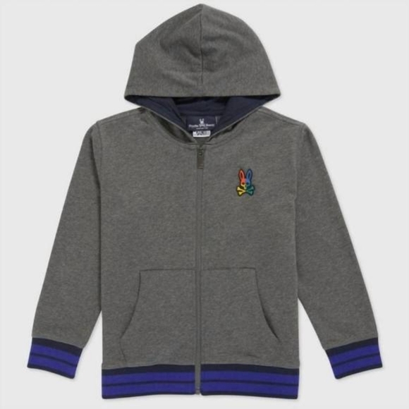 PSYCHO BUNNY Kid's Warwick Color Block Logo Hoodie In Heather Storm Size XS 5-6 - Picture 4 of 16
